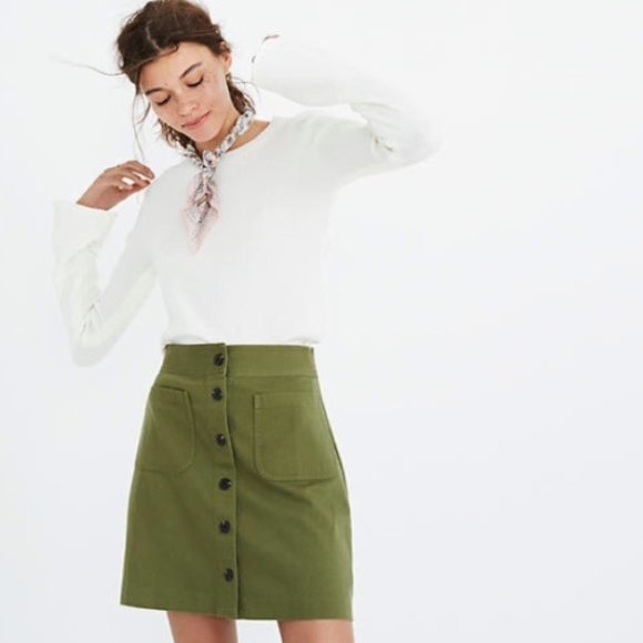 Madewell Button Front Station Mini Skirt | Size 14 - Picture 1 of 8